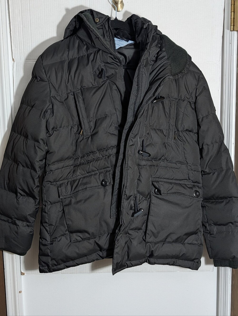 Tommy Hilfiger Black Quilted Puffer Down Jacket with Hood